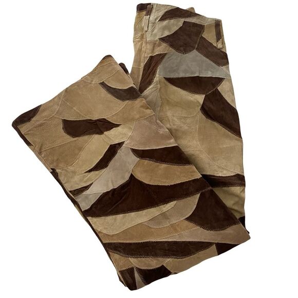 Vintage Y2K Deadstock Genuine Leather Patchwork Pants Size 12 - Picture 3 of 8